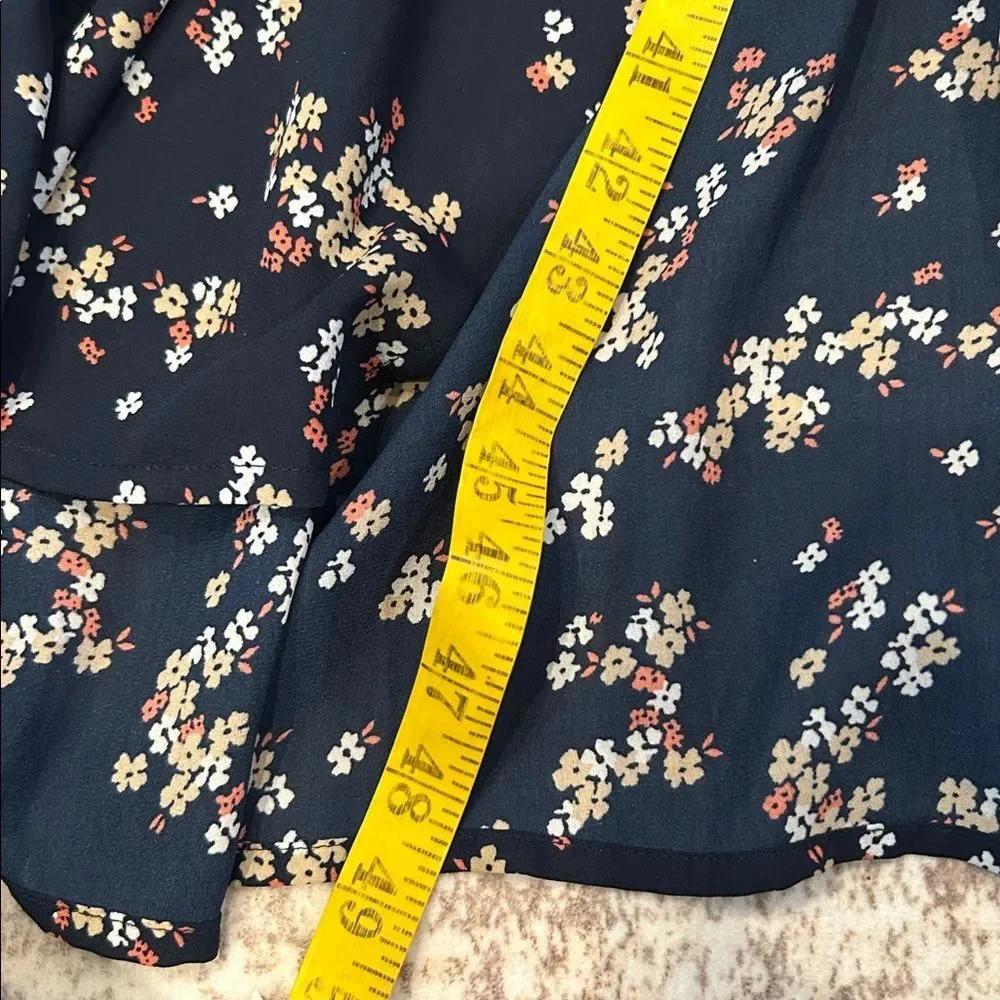 Abercrombie and Fitch Floral Navy Dress with high slit and smocked back small